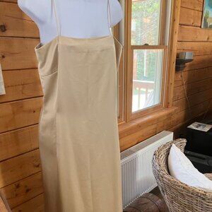 Dark Cream Spaghetti Strap Midi Dress